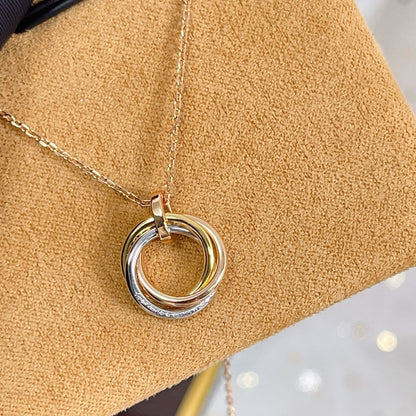 [Luna Brilliance]TRINITY NECKLACE SILVER GOLD PINK GOLD DIAMONDS