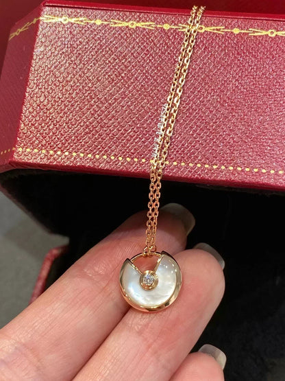 [Luna Brilliance]AMULETTE ROSE GOLD MOP NECKLACE
