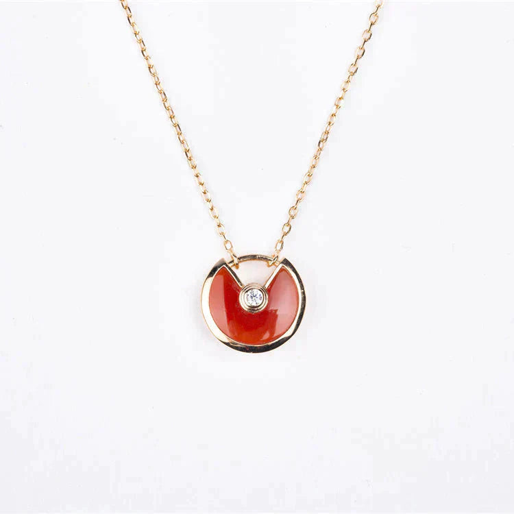 [Luna Brilliance]AMULETTE GOLD CARNELIAN ONYX NECKLACE