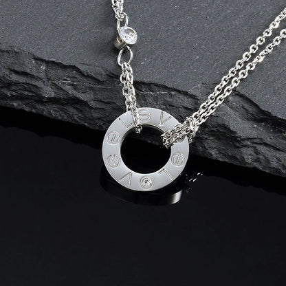 [Luna Brilliance]LOVE NECKLACE 16MM 2 DIAMONDS