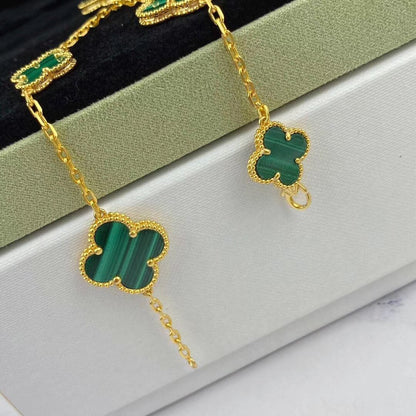 [Luna Brilliance]MAGIC CLOVER MALACHITE GOLD BRACELET 5 MOTIFS