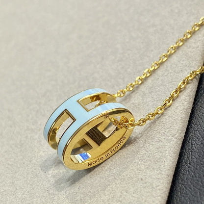 [Luna Brilliance]POP H LIGHT BLUE NECKLACE