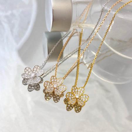 [Luna Brilliance]FLOWER DIAMOND NECKLACE