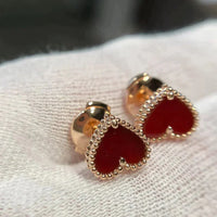 [Luna Brilliance]HEART CARNELIAN STUD EARRINGS