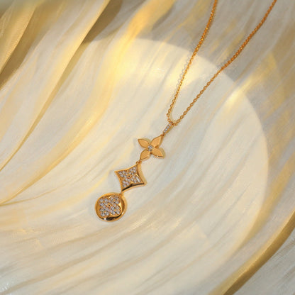 [Luna Brilliance]STAR AND SUN DIAMOND PINK GOLD NECKLACE