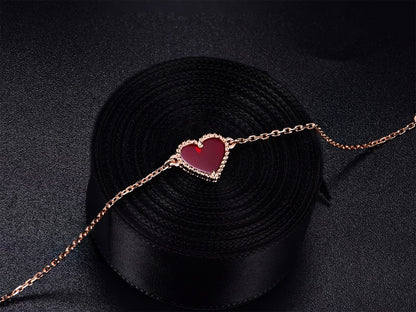 [Luna Brilliance]HEART CARNELIAN PINK GOLD BRACELET