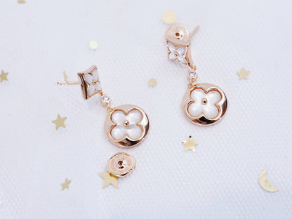 [Luna Brilliance]STAR AND SUN PINK GOLD MOP DROP EARRINGS