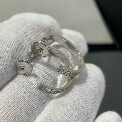 [Luna Brilliance]LOVE DIAMOND SILVER HOOP EARRINGS