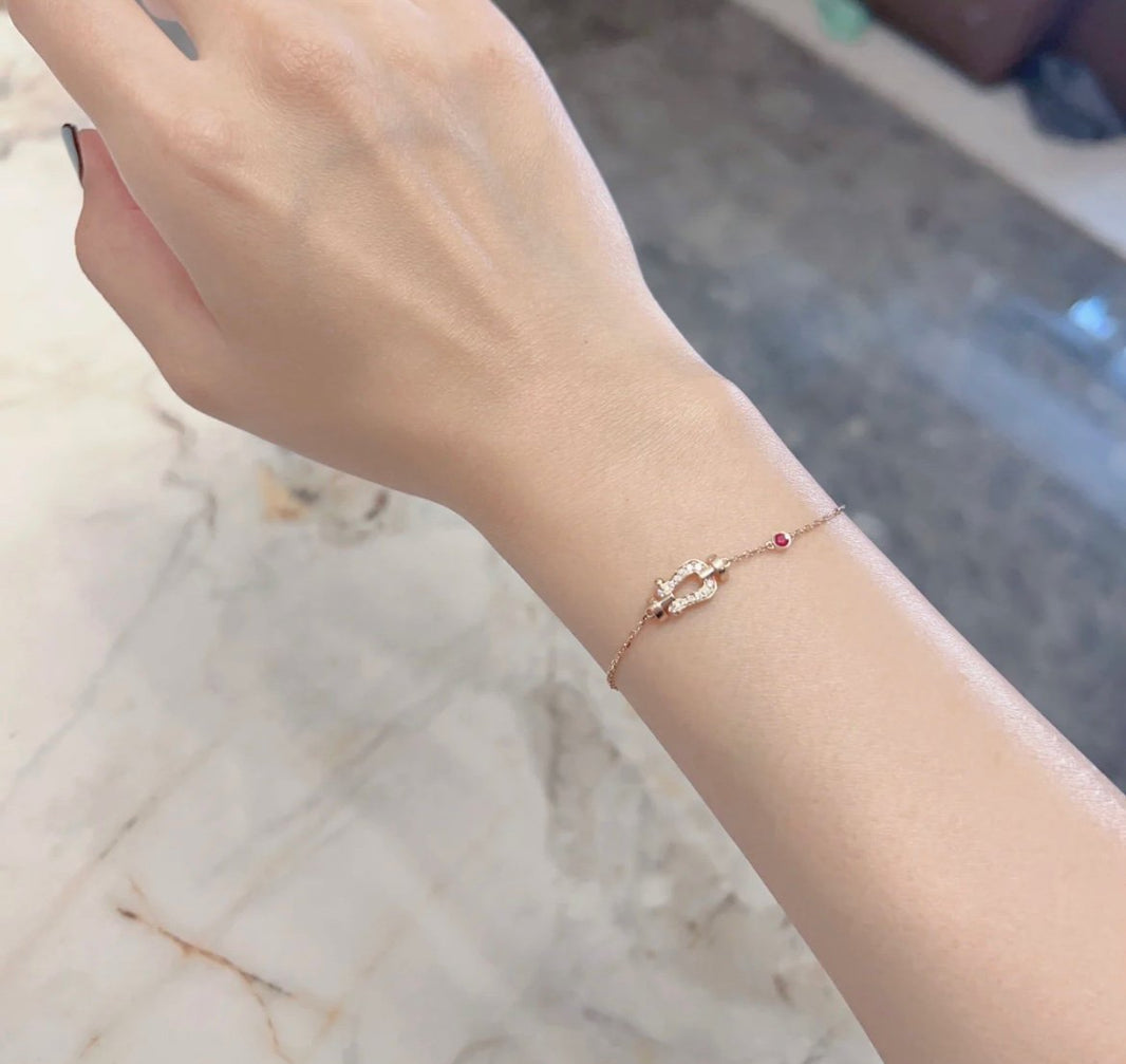 [Luna Brilliance]FORCE 10 DIAMOND CHAIN LINK PINK GOLD BRACELET