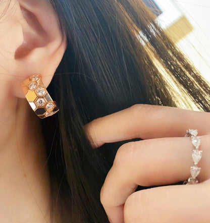 [Luna Brilliance]BEE LOVE DIAMOND HOOP EARRINGS