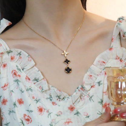 [Luna Brilliance]STAR AND SUN ONYX PINK GOLD NECKLACE