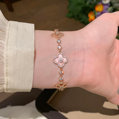 [Luna Brilliance]CLOVER 5 MOTIF PINK BLUE RED WHITE BRACELET