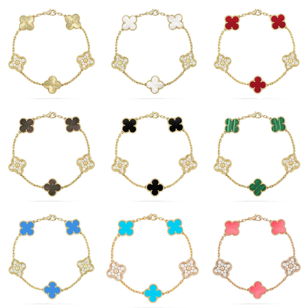 [Luna Brilliance]CLOVER DIAMOND GOLD BRACELET COLLECTION,5 MOTIFS