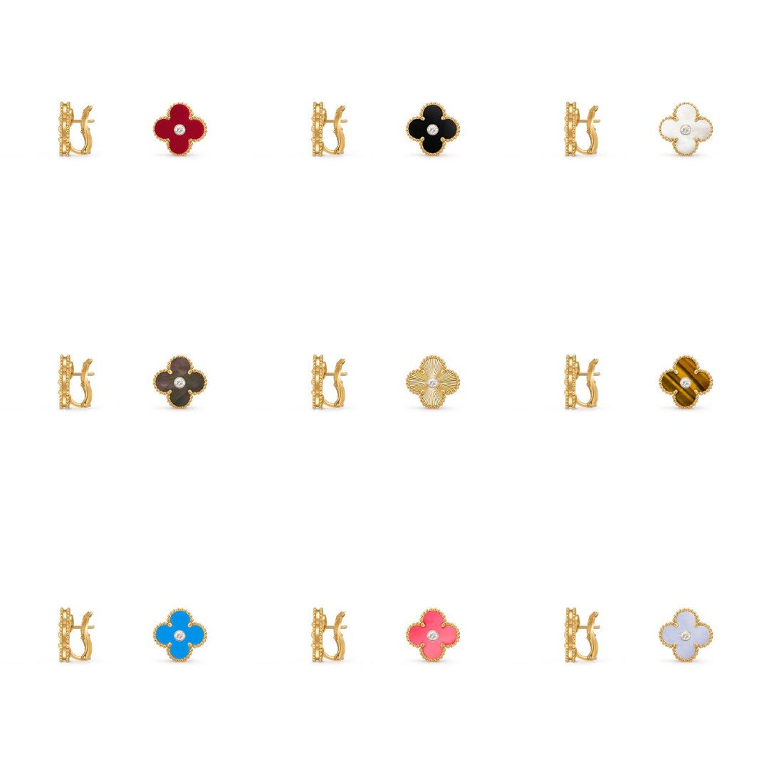 [Luna Brilliance]CLOVER 15MM MOP DIAMOND EARRINGS COLLECTION