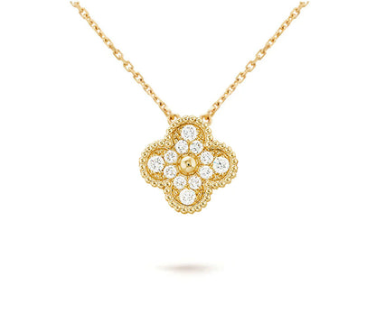 [Luna Brilliance]CLOVER 15MM DIAMOND SINGLE FLOWER NECKLACE COLLECTION