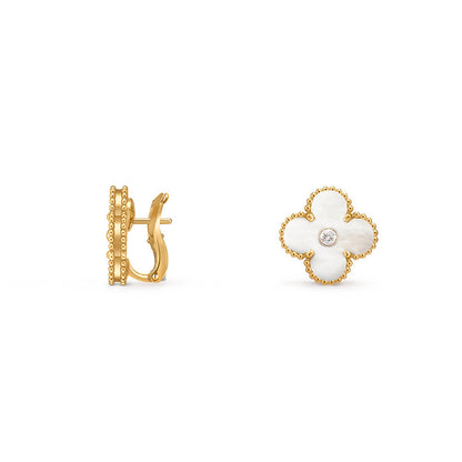 [Luna Brilliance]CLOVER 15MM MOP DIAMOND EARRINGS COLLECTION