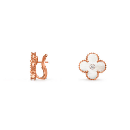 [Luna Brilliance]CLOVER 15MM MOP DIAMOND EARRINGS COLLECTION
