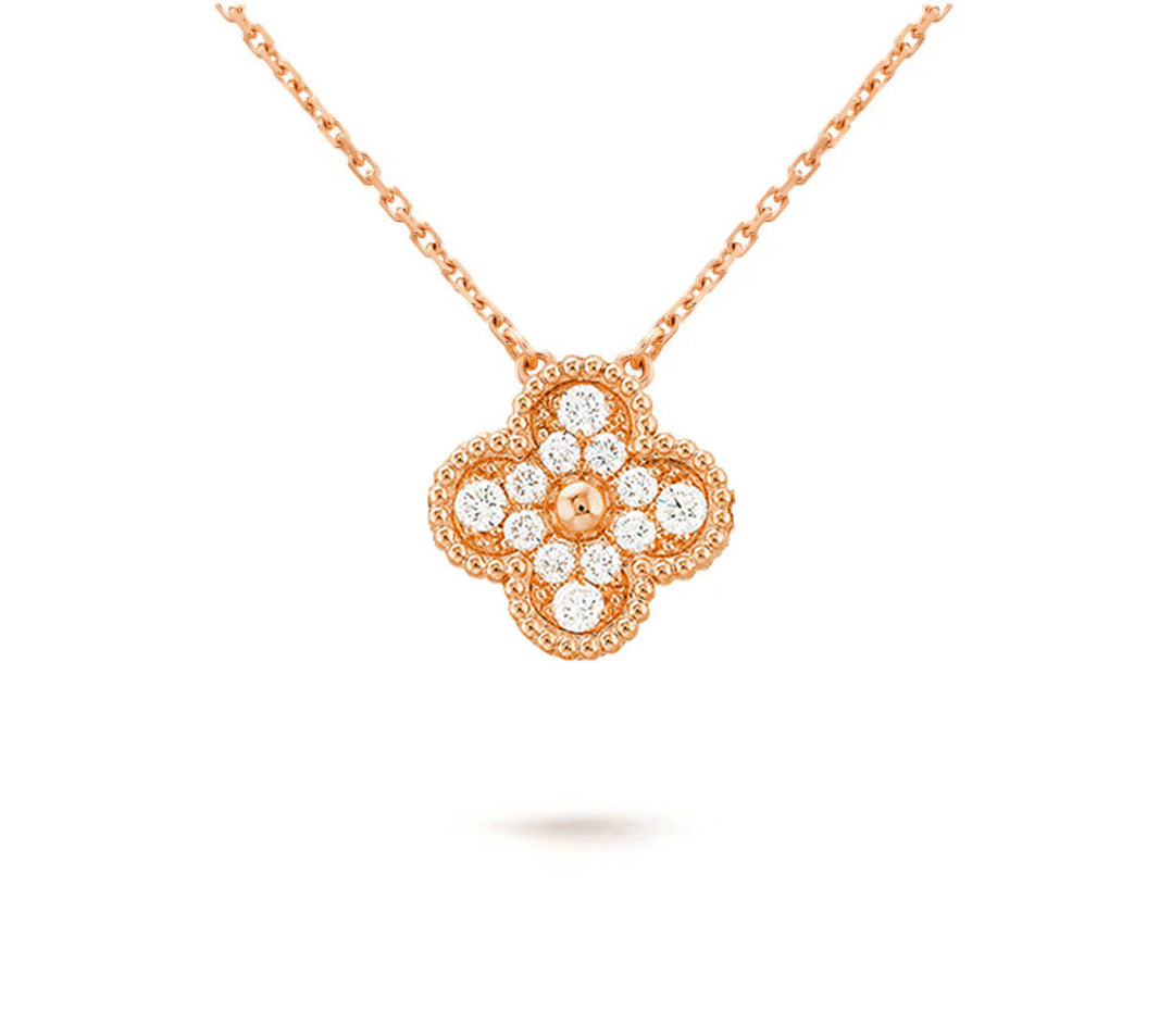 [Luna Brilliance]CLOVER 15MM DIAMOND SINGLE FLOWER NECKLACE COLLECTION