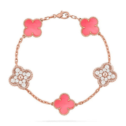 [Luna Brilliance]CLOVER DIAMOND ROSE GOLD BRACELET COLLECTION,5 MOTIFS