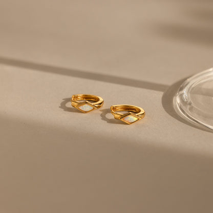 Rhombus Birthstone Huggies