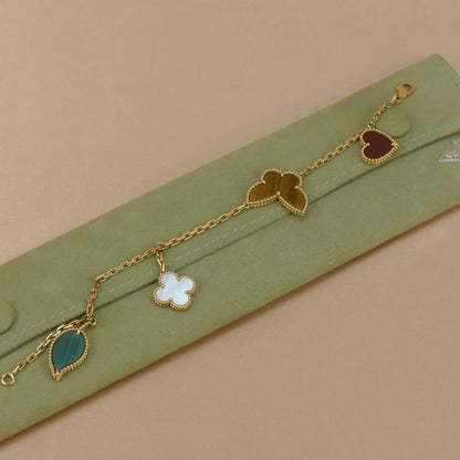 [Luna Brilliance]LUCKY SPRING 5 MOTIF GOLD BRACELET