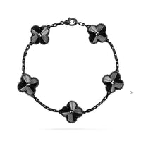 [Luna Brilliance]CLOVER 5 MOTIF BLACK BRACELET