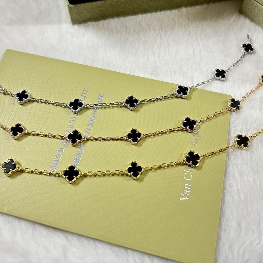 [Luna Brilliance]CLOVER 6 MOTIF  ONYXS BRACELET