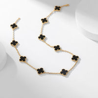 [Luna Brilliance]CLOVER 10 MOTIFS ONYX NECKLACE