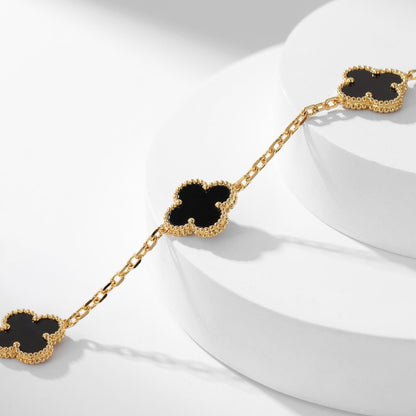 [Luna Brilliance]CLOVER 10 MOTIFS ONYX NECKLACE