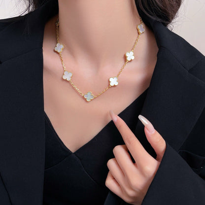 [Luna Brilliance]CLOVER 10 MOTIFS WHITE MOTHER OF PEARL NECKLACE