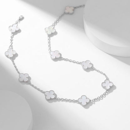 [Luna Brilliance]CLOVER 10 MOTIFS WHITE MOTHER OF PEARL NECKLACE