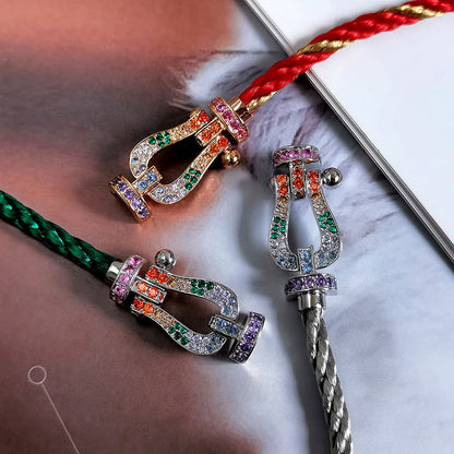 [Luna Brilliance]FORC LARGE HORSESHOE  COLORED DIAMOND BRACELET SILVER