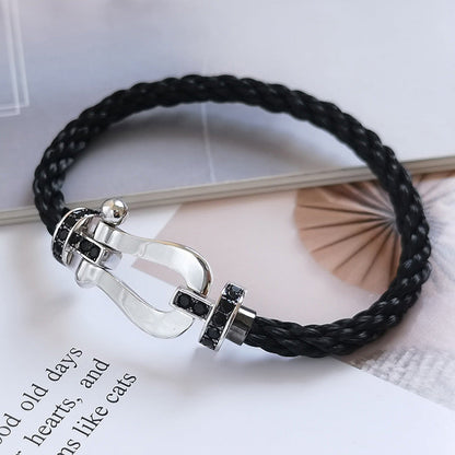 [Luna Brilliance]FORCE LARGE HORSESHOE BLACK DIAMOND BRACELET SILVER