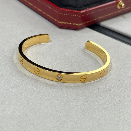 [Luna Brilliance]LOVE BRACELET 6.1MM 1 DIAMOND OPEN CUFF