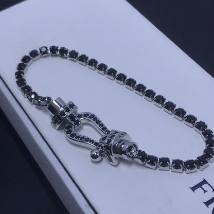 [Luna Brilliance]FORCE  LARGE HORSESHOE FULL DIAMOND TENNIS BRACELET