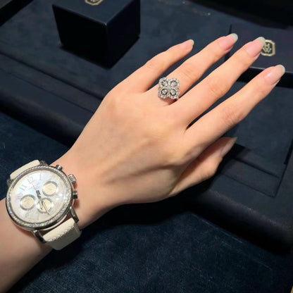 [Luna Brilliance]LOOP RING FULL MOTIF DIAMOND 16MM SILVE