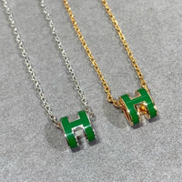 [Luna Brilliance]POP H GREEN NECKLACE SILVER AND GOLD