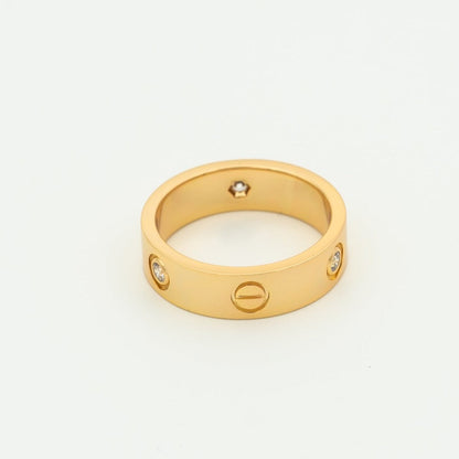 [Luna Brilliance]LOVE RING 5.5MM 3 DIAMONDS PINK GOLD