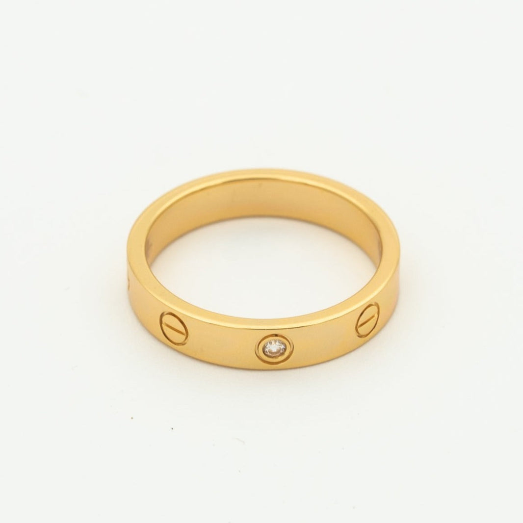 [Luna Brilliance]LOVE RING 4MM 1 DIAMOND PINK GOLD