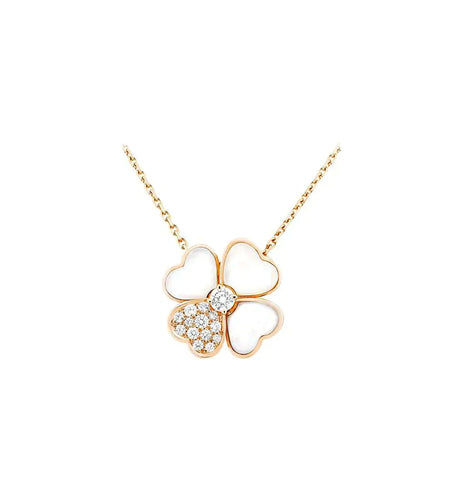 [Luna Brilliance]CLOVER MOP DIAMOND ROSE GOLD NECKLACE