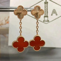 [Luna Brilliance]CLOVER 2 MOTIF  LASER CARNELIAN EARRINGS