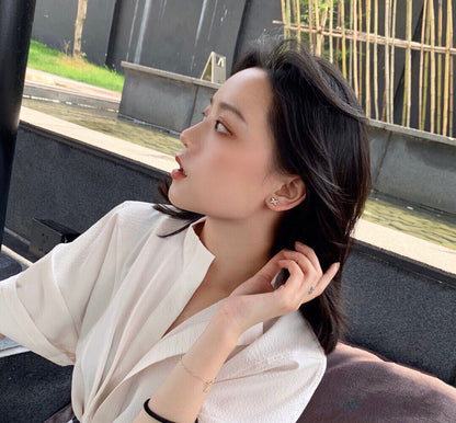 [Luna Brilliance]JEUX DE WHITE MOP PINK GOLD DIAMOND EARRINGS