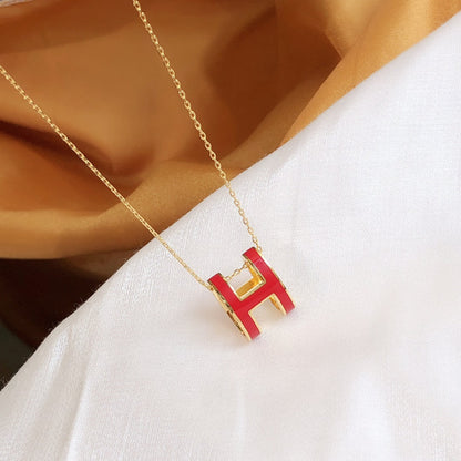 [Luna Brilliance]HM CLIC RED ENAMEL GOLD NECKLACE