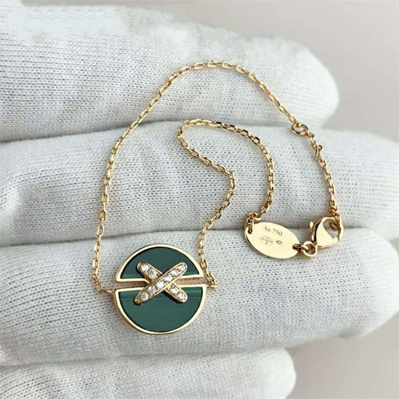 [Luna Brilliance]JEUX DE BRACELET MALACHITE PINK GOLD DIAMONDS