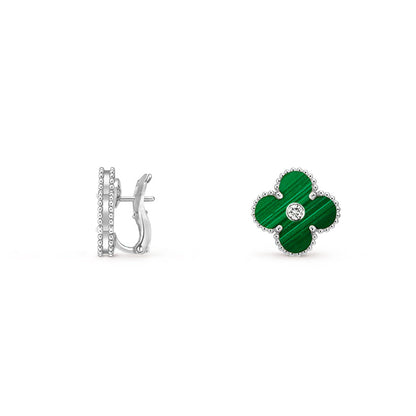 [Luna Brilliance]CLOVER SILVER 15MM MOP DIAMOND EARRINGS COLLECTION