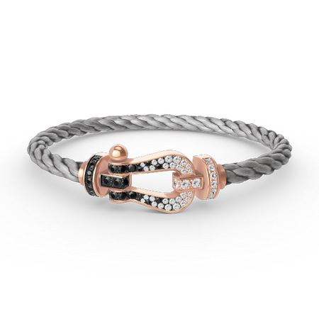 [Luna Brilliance]FORCE LARGE HORSESHOE BLACK WHITE DIAMOND BRACELET ROSE GOLD