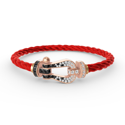 [Luna Brilliance]FORCE LARGE HORSESHOE BLACK WHITE DIAMOND BRACELET ROSE GOLD