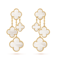 [Luna Brilliance]CLOVER EARRINGS WHITE MOP 4 MOTIFS GOLD