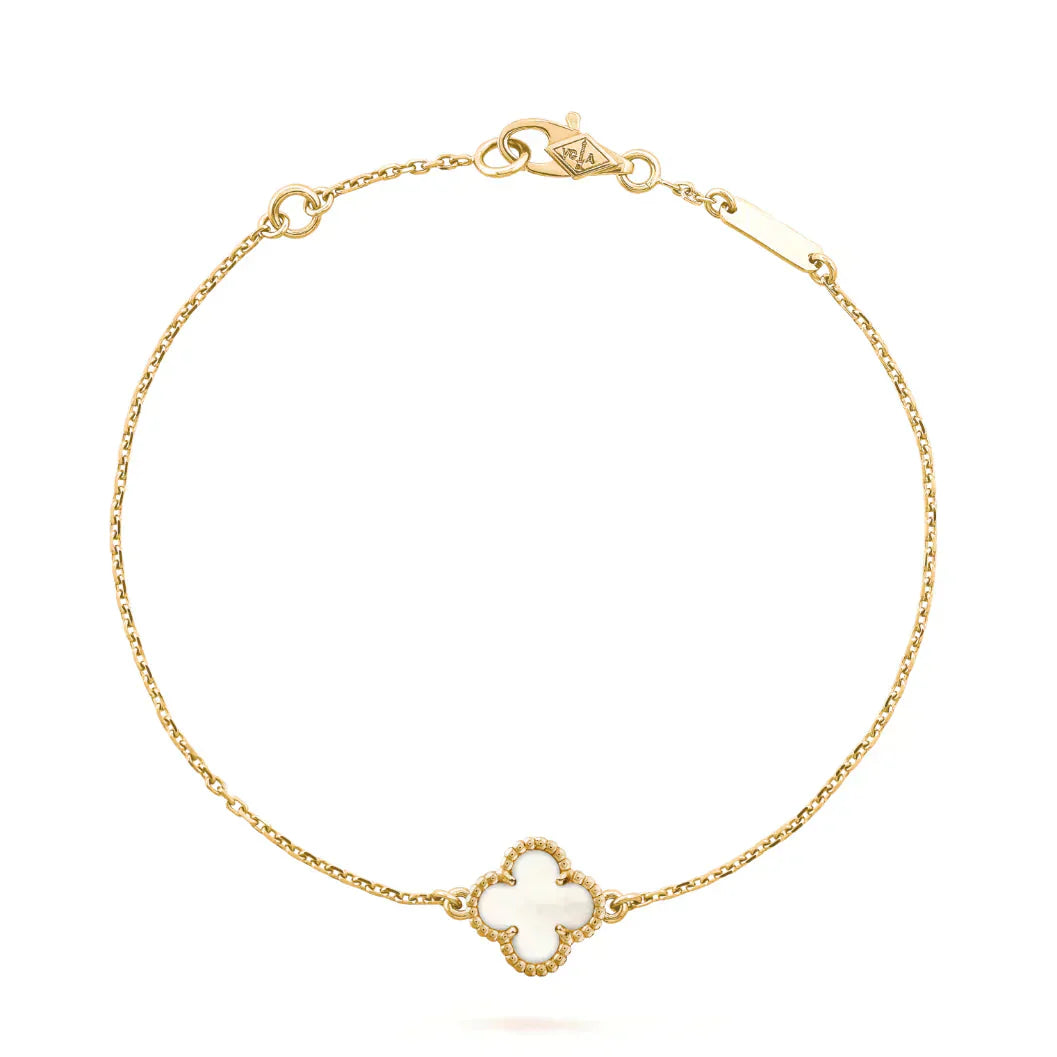 [Luna Brilliance]CLOVER WHITE MOP SINGLE FLOWER BRACELET