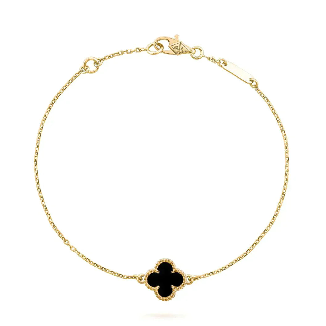 [Luna Brilliance]CLOVER ONYX SINGLE FLOWER BRACELET